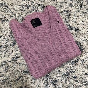 American Eagle V-Neck Cable Knit Sweater